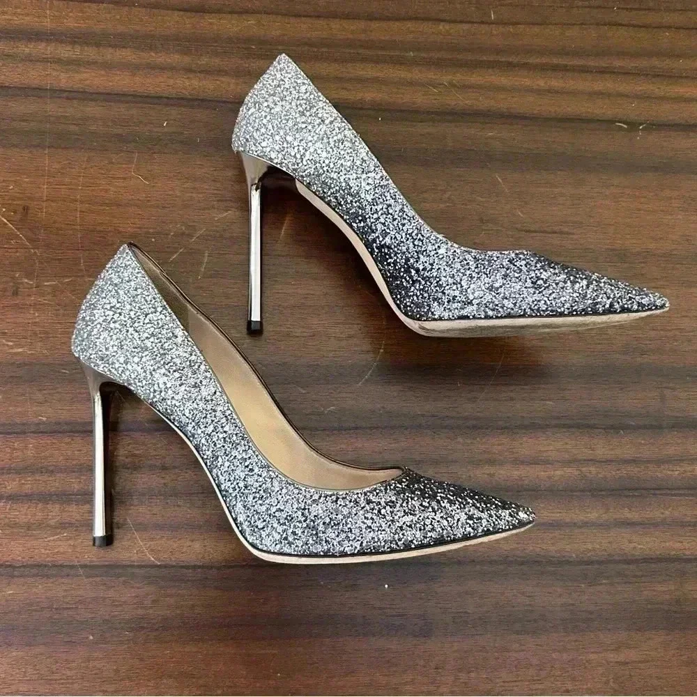 Jimmy Choo Romy Glitter Ombre Pump Size 8.5